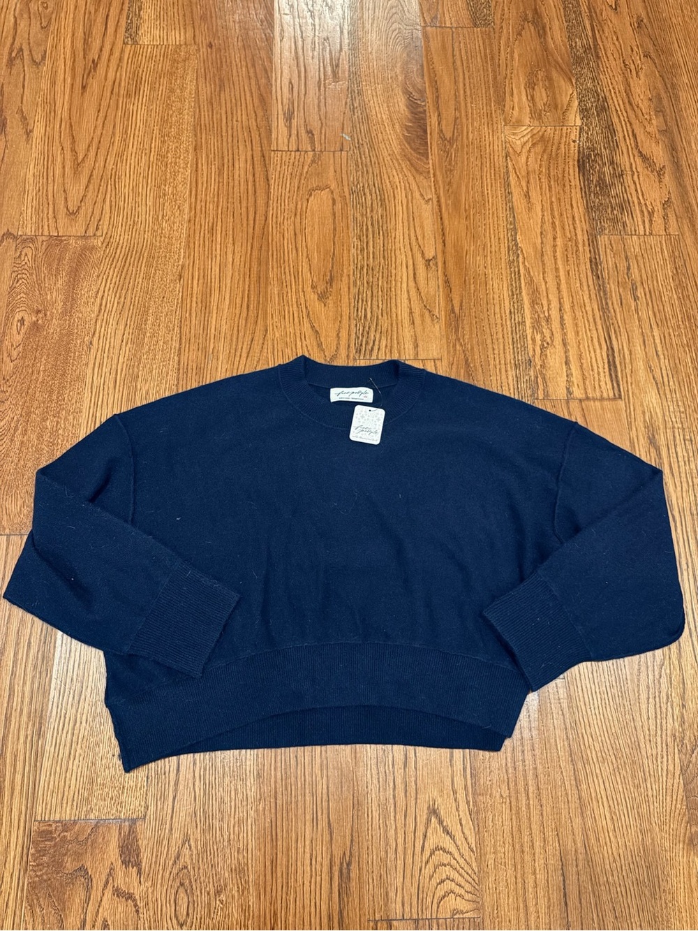 Free People Women's Navy Crewneck Sweater